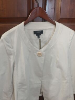 Talbots Cream Single-Button Cropped Blazer